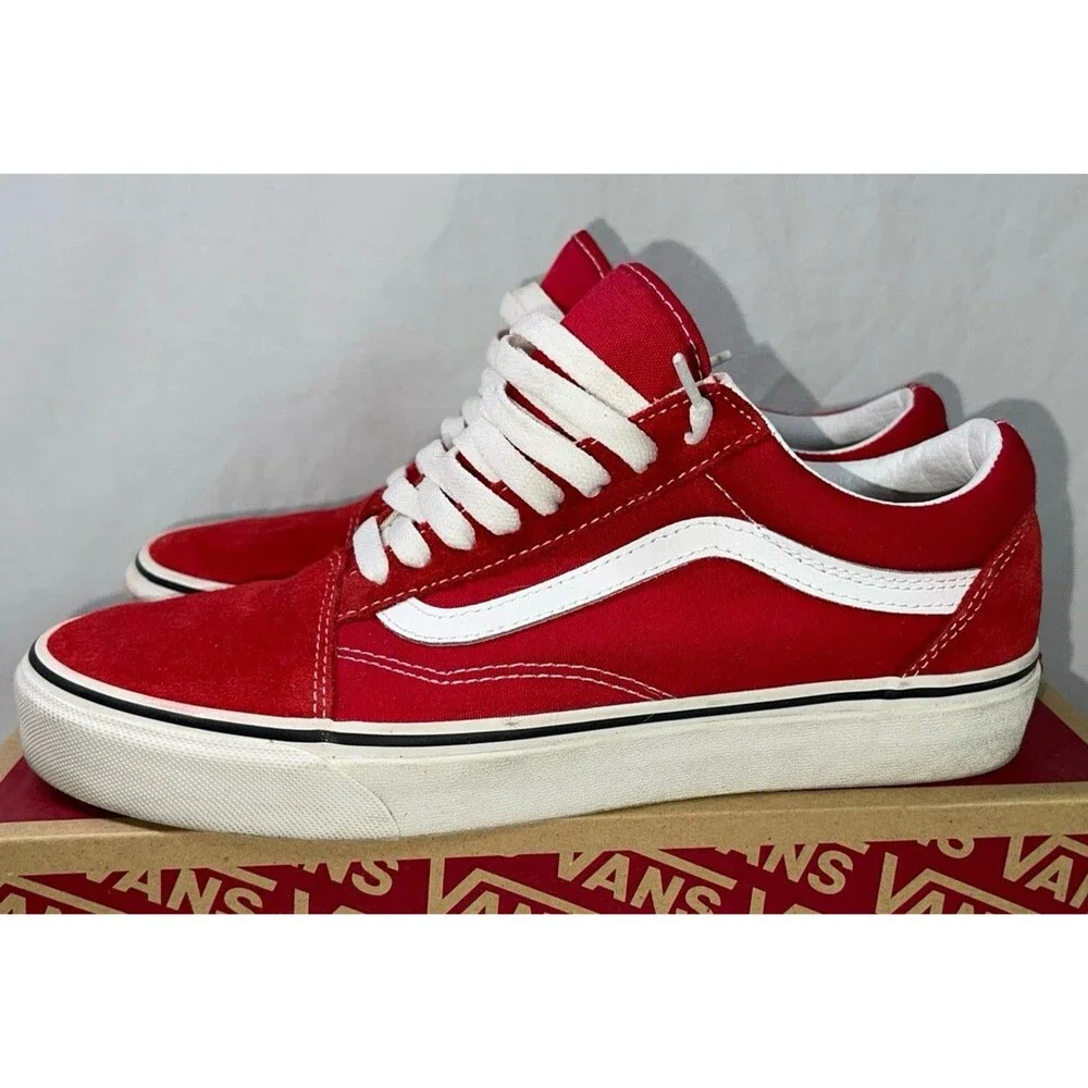Vans Men's Old Skool Red Dahlia Low Top Skate Shoes Size 8